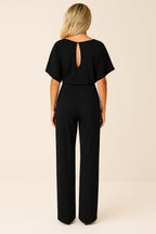 Women's Wide Leg Jumpsuit Short Sleeve Belted