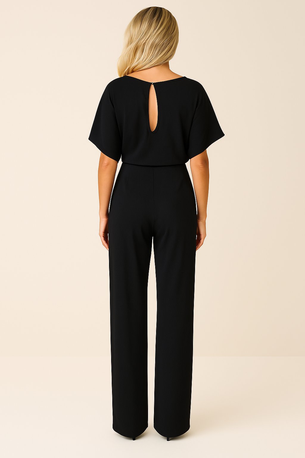 Women's Wide Leg Jumpsuit Short Sleeve Belted