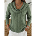 Women's Figure-Skimming Cowl Neck Sweater - Green