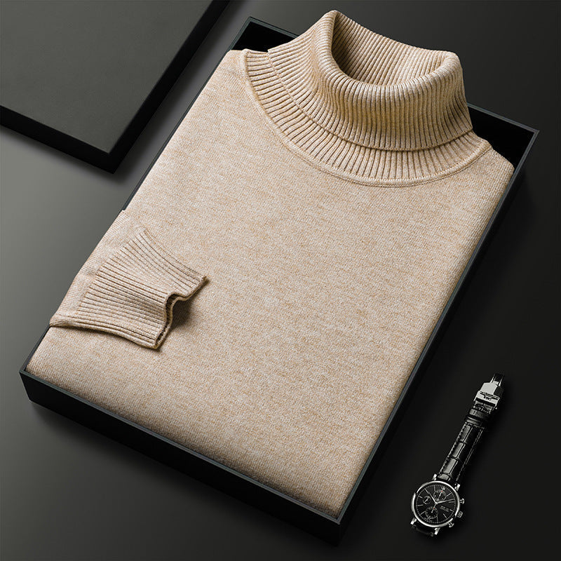 Men's Soft Knit Blend Turtleneck Sweater Refined Ribbed Finish