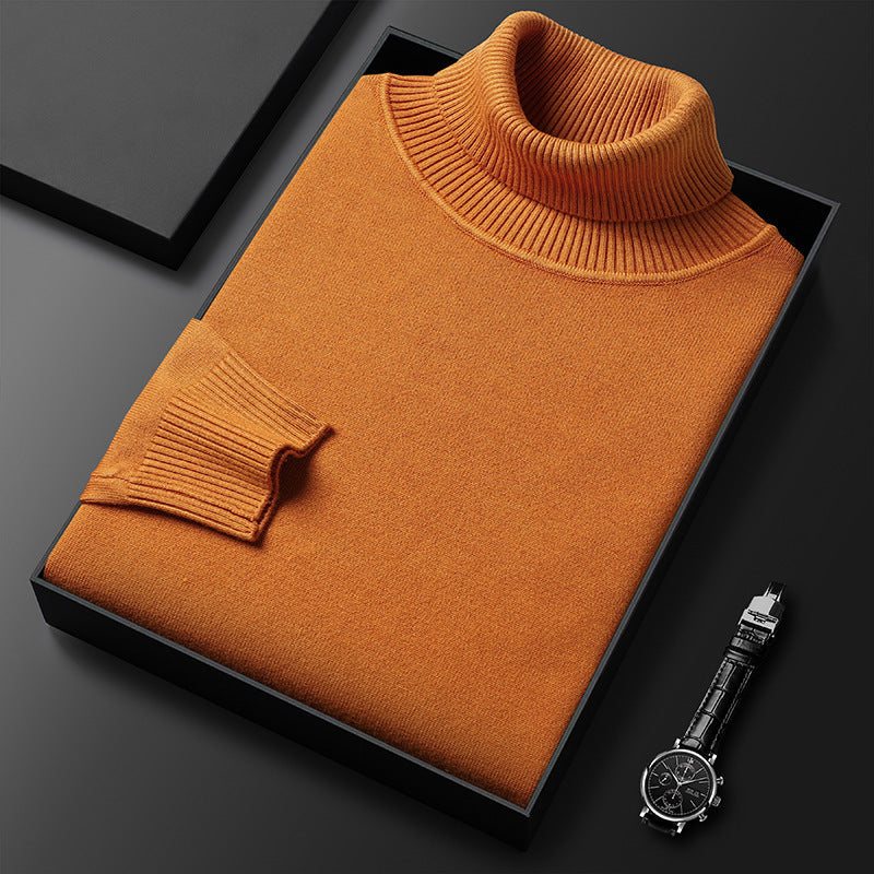 Men's Soft Knit Blend Turtleneck Sweater Refined Ribbed Finish