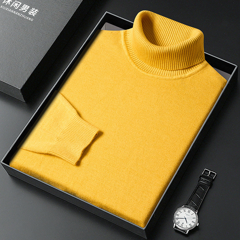 Men's Soft Knit Blend Turtleneck Sweater Refined Ribbed Finish