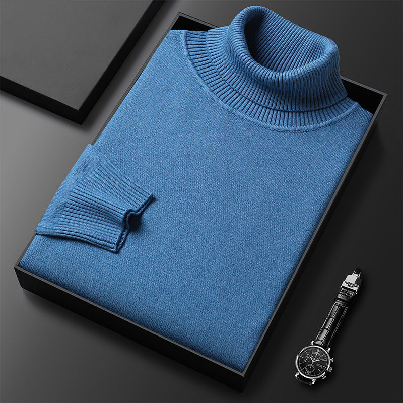 Men's Soft Knit Blend Turtleneck Sweater Refined Ribbed Finish