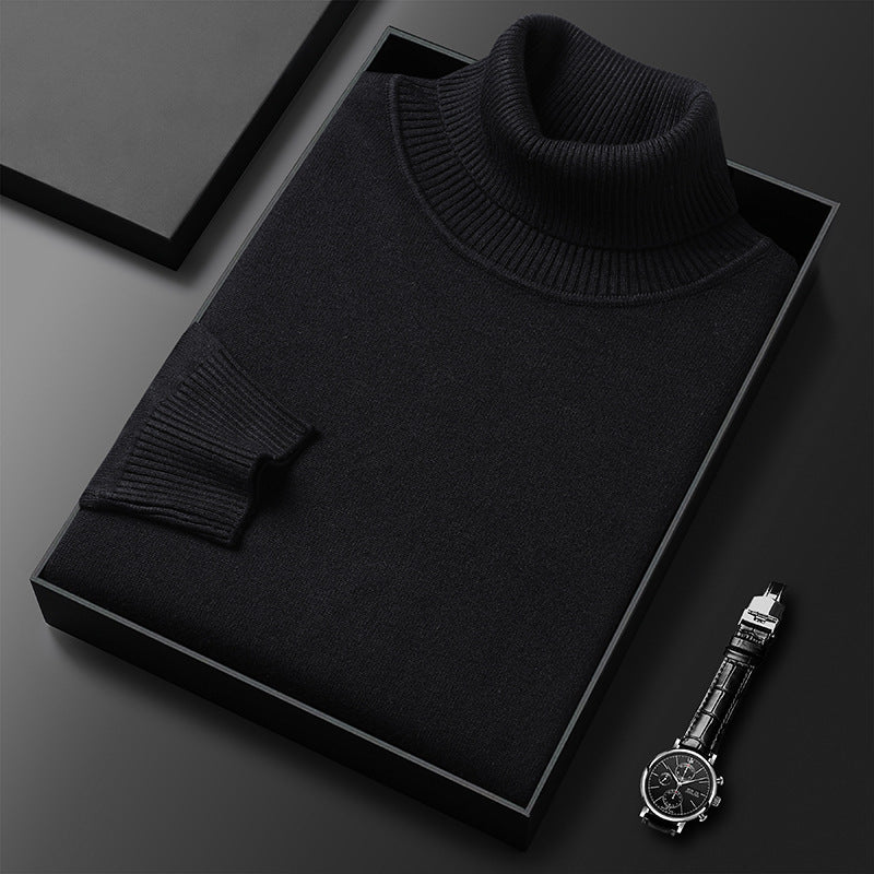 Men's Soft Knit Blend Turtleneck Sweater Refined Ribbed Finish