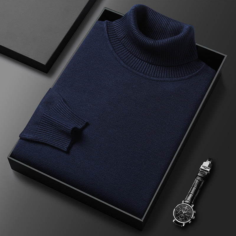Men's Soft Knit Blend Turtleneck Sweater Refined Ribbed Finish