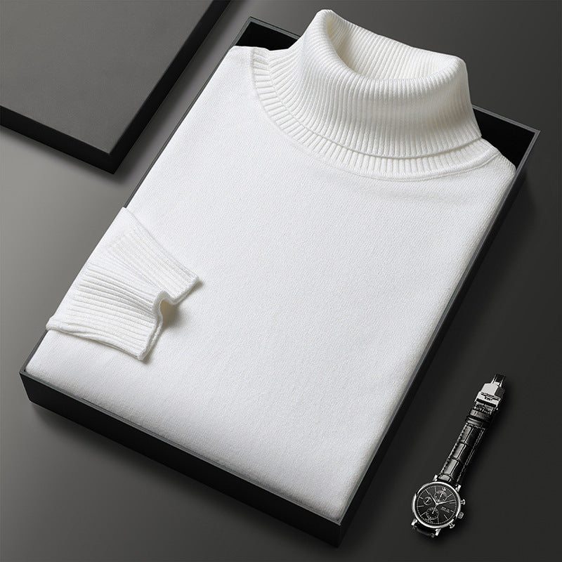 Men's Soft Knit Blend Turtleneck Sweater Refined Ribbed Finish