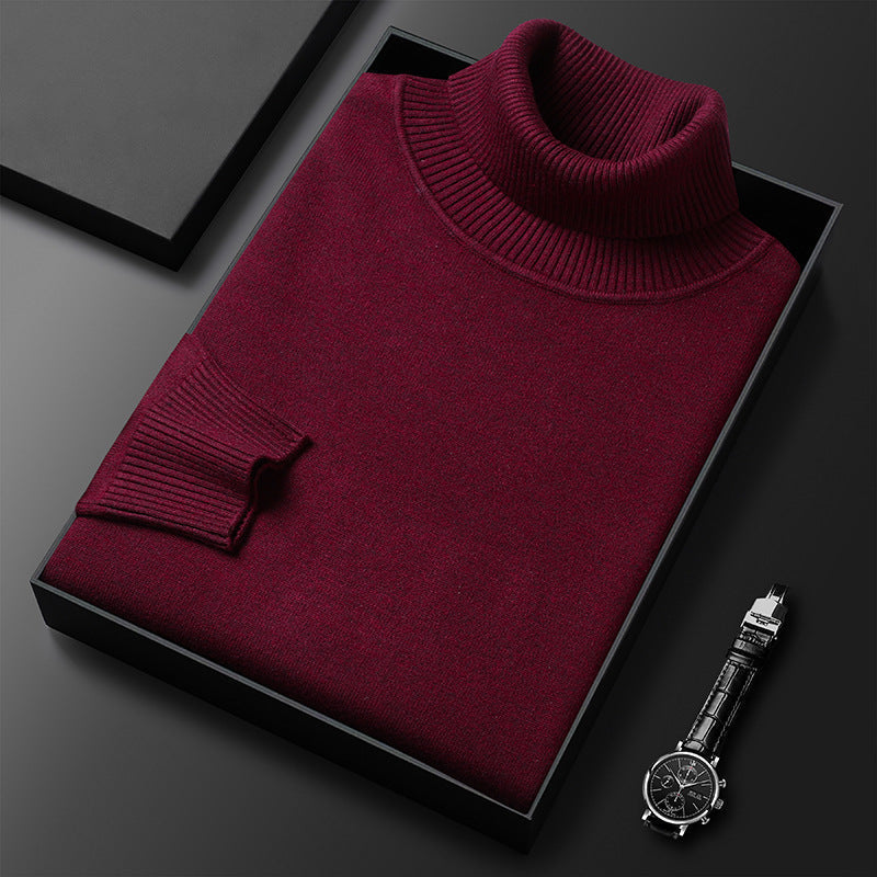 Men's Soft Knit Blend Turtleneck Sweater Refined Ribbed Finish