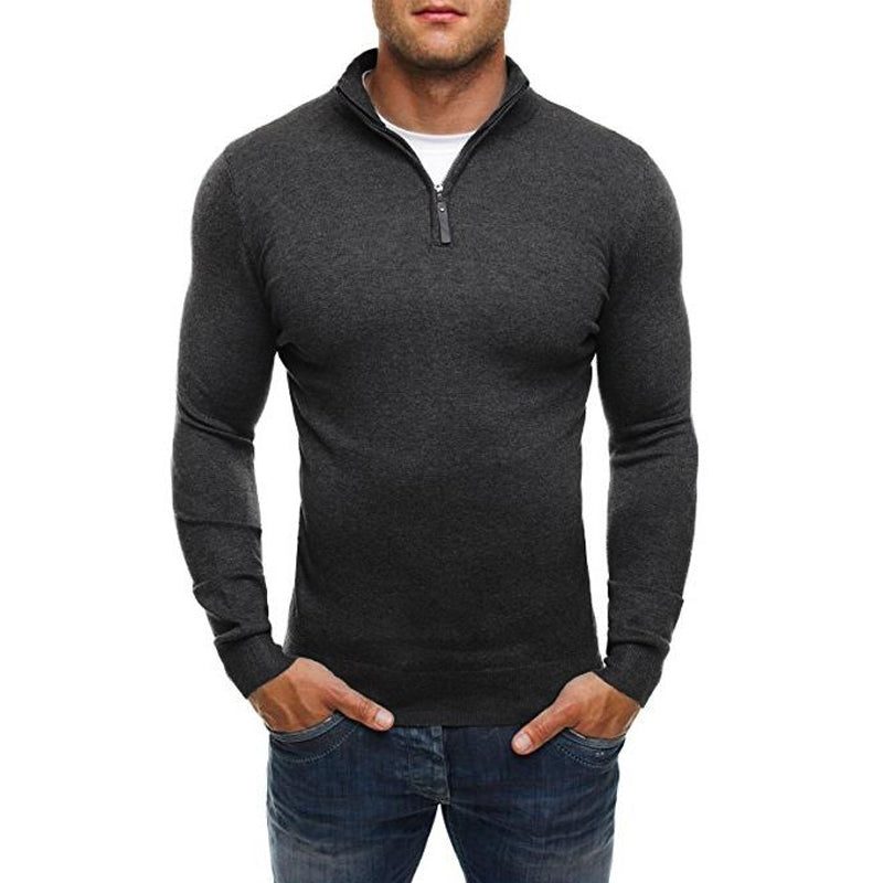 Men's Streamlined Half-Zip Knit Sweater - Gray