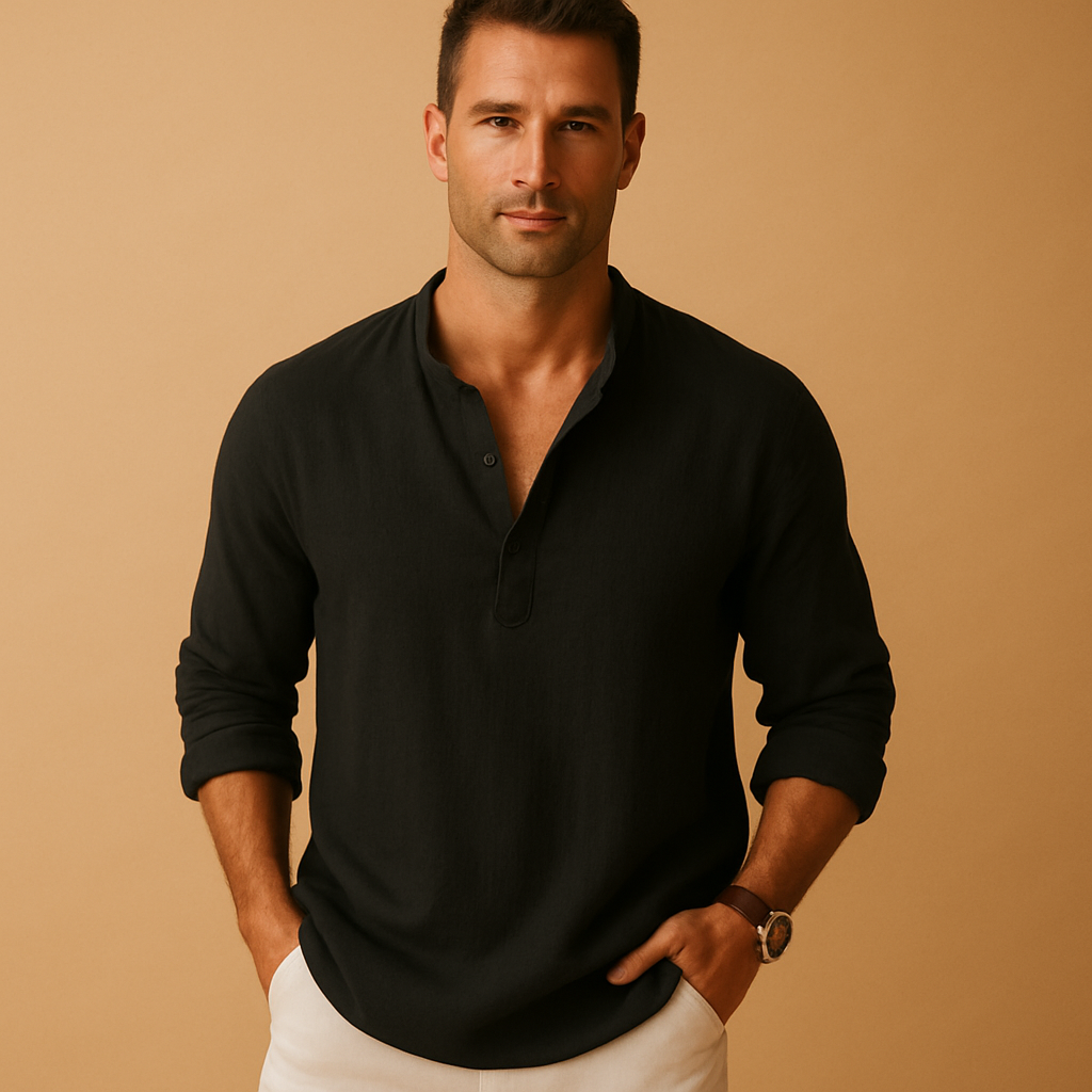 Men's V Neck Shirt Summer Lightweight Breathable Stylish Long